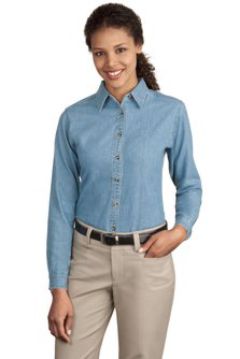 Port & Company - Ladies Long Sleeve Value Denim Shirt